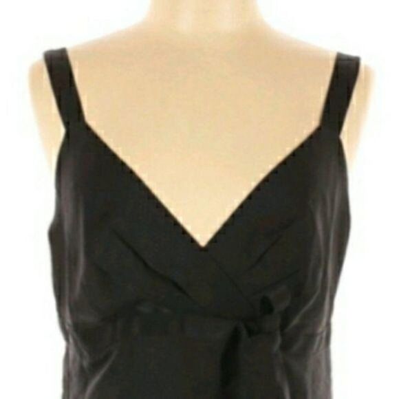 Loft Satin Surplice Empire Tie Back Scalloped Lace Scroll Cami Top Black Sz 12 - Picture 2 of 10